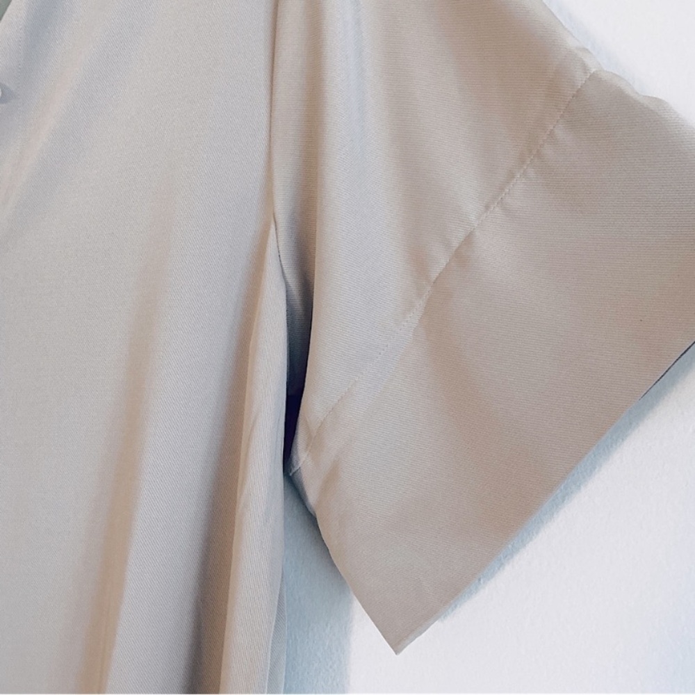 H&M MIDI SHIRT DRESS KIMONO SLEEVES RELAXED FIT BELTED Beige - Picture 9 of 14